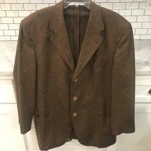 Bäumler Blazer Mens 44L Brown Tweed Wool Cashmere Silk Tallia Di Delfino Italy